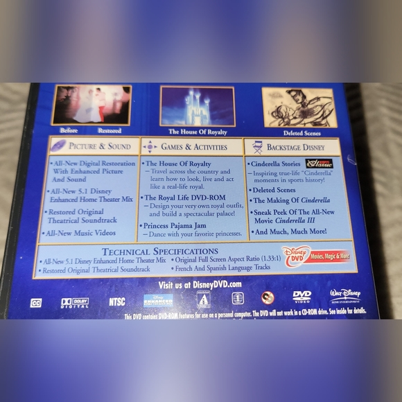 Disney's Cinderella ~Platinum Edition DVD 2 Disc Special Edition. 2015 Release - Picture 4 of 5